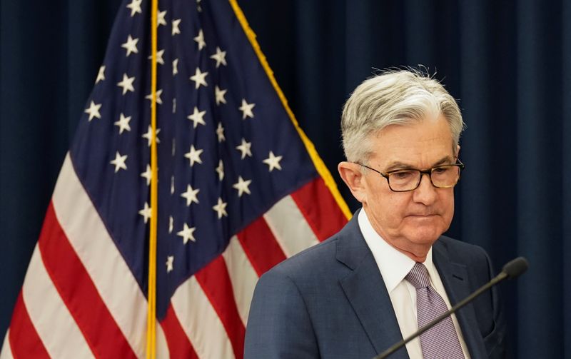 © Reuters. U.S. Federal Reserve Chairman Jerome Powell  speaks in Washington
