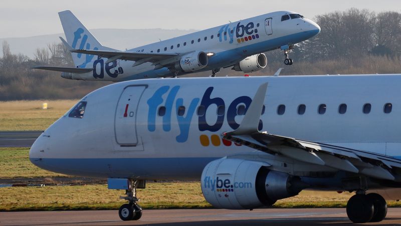 © Reuters. A Flybe plane takes off from Manchester Airport in Manchester