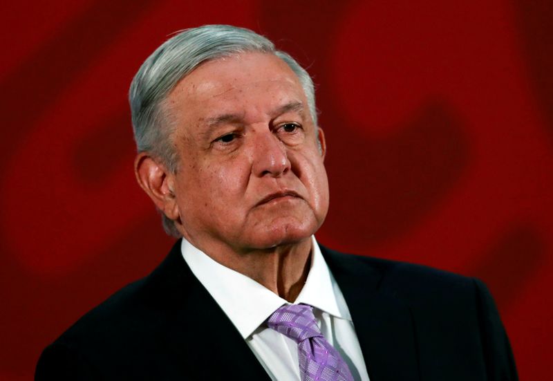 © Reuters. FILE PHOTO: Mexico's President Andres Manuel Lopez Obrador attends a news conference at the National Palace in Mexico City