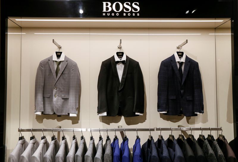 © Reuters. FILE PHOTO: Jackets are on display in the Hugo Boss section in the Central Universal Department Store in Kiev