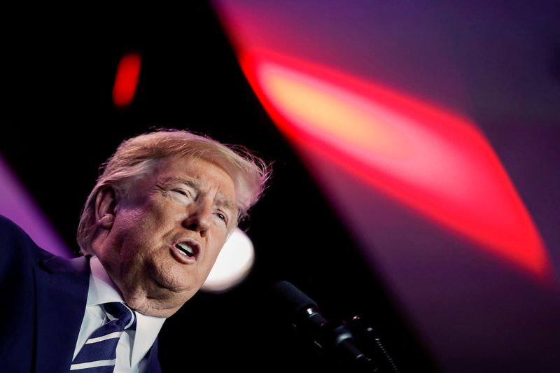 © Reuters. FILE PHOTO: U.S. President Trump speaks at National Association of Counties' 2020 Legislative Conference in Washington