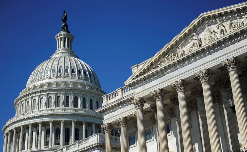 © Reuters. FILE PHOTO: The U.S. Capitol dome and U.S. Senate in Washington