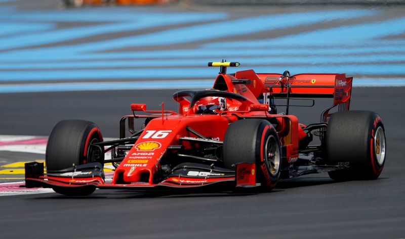 © Reuters. FILE PHOTO: Ferrari's Charles Leclerc during practice at 2019 French Grand Prix