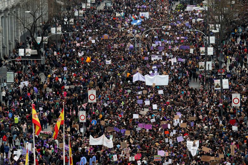 Thousands march in Spain on women's day despite coronavirus fears