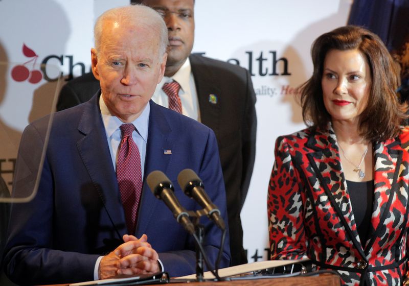 © Reuters. Joe Biden, aspirante a la nominación presidencial demócrata en Estados Unidos, durante un evento en Michigan
