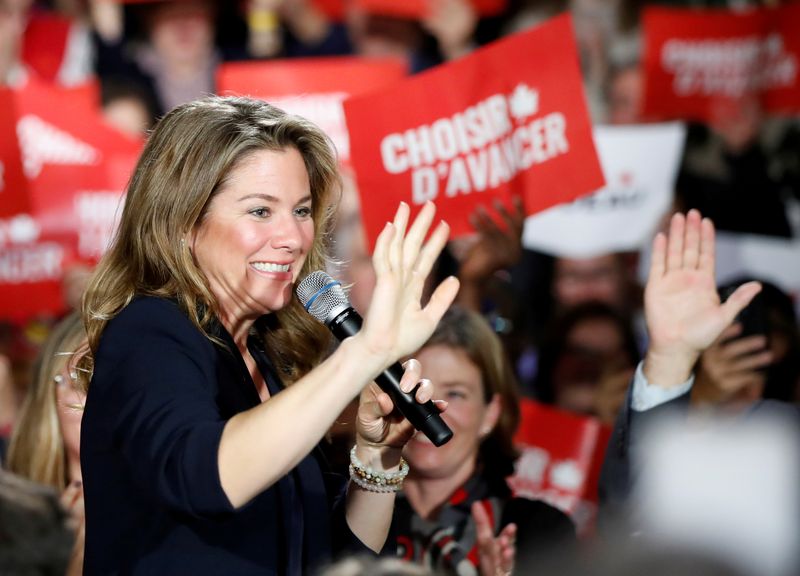 © Reuters. FILE PHOTO: Sophie Gregoire Trudeau, the wife of Liberal leader and Canadian Prime Minister Justin Trudeau, campaigns for the upcoming election at the Musee de la nature et des sciences, in Sherbrooke