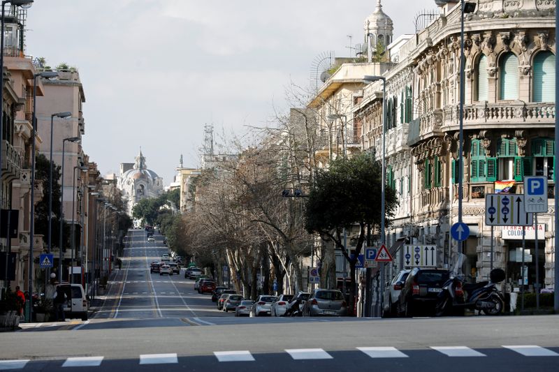 © Reuters. A view of almost empty streets in Messina