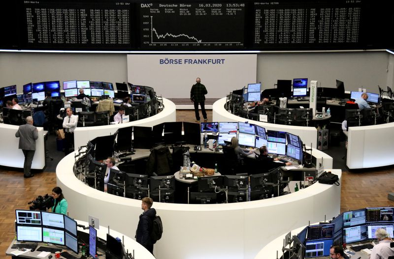 © Reuters. The German share price index DAX graph is pictured at the stock exchange in Frankfurt