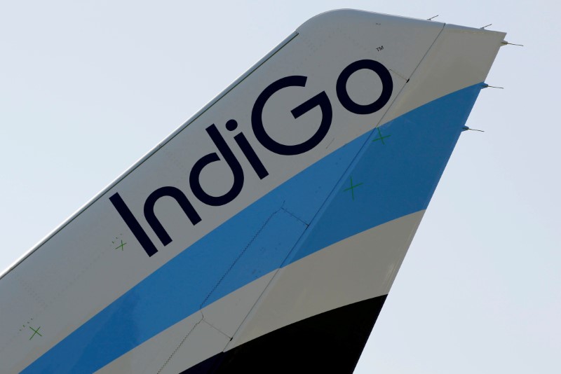 &copy; Reuters. FILE PHOTO: A logo of IndiGo Airlines is pictured on passenger aircraft on the tarmac in Colomiers near Toulouse