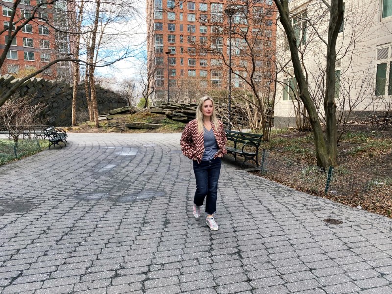 &copy; Reuters. Melissa Hobley, chief marketing officer of dating app OkCupid, walks in a park in downtown Manhattan in New York City