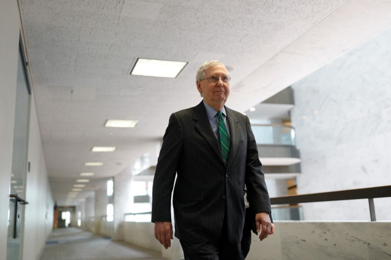 © Reuters. Senate lunch meeting on response to coronavirus outbreak on Capitol Hill in Washington