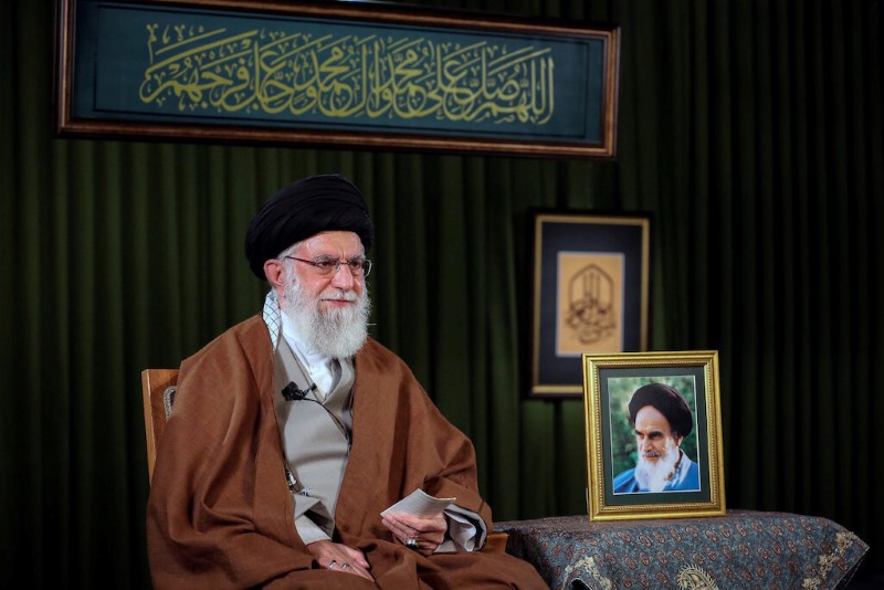 © Reuters. Iran's Supreme Leader Ayatollah Ali Khamenei delivers a televised speech on the occasion of the Iranian New Year Nowruz, in Tehran