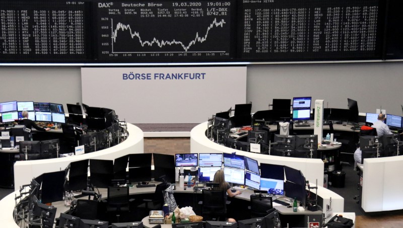 © Reuters. The German share price index DAX graph is pictured at the stock exchange in Frankfurt