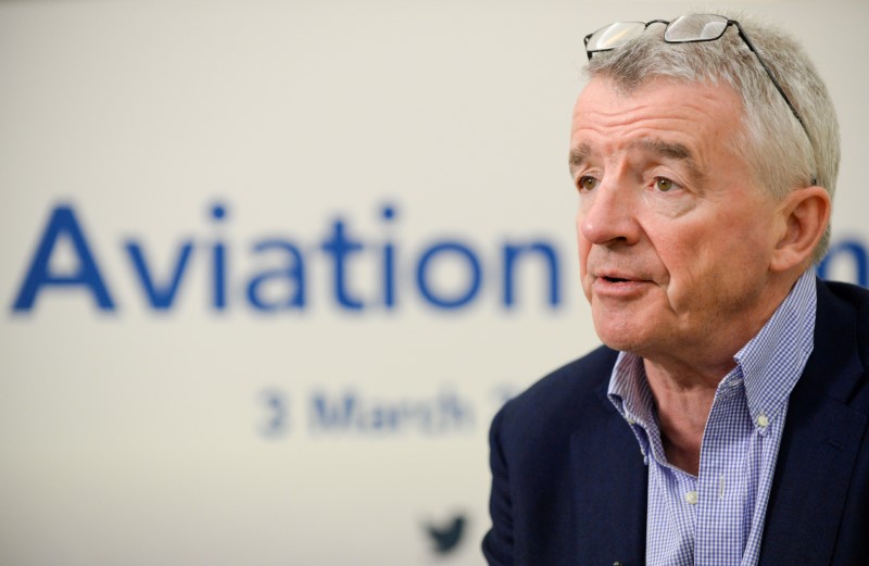 © Reuters. FILE PHOTO: Ryanair Chief Executive Michael O'Leary attends the Europe Aviation Summit in Brussels