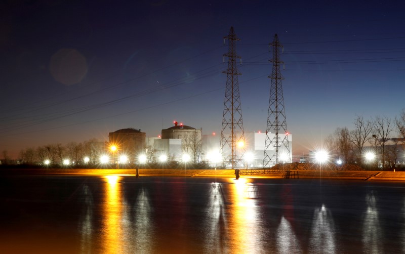 © Reuters. FILE PHOTO: Night view shows Electricite de France nuclear power plant near Fessenheim