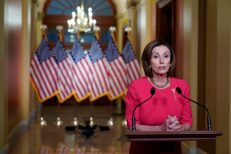 &copy; Reuters. U.S. House Speaker Nancy Pelosi makes statement about coronavirus economic relief on Capitol Hill in Washington