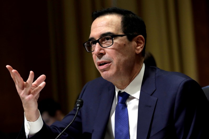 &copy; Reuters. FILE PHOTO: U.S. Treasury Secretary Steven Mnuchin testifies before Senate Finance Committee