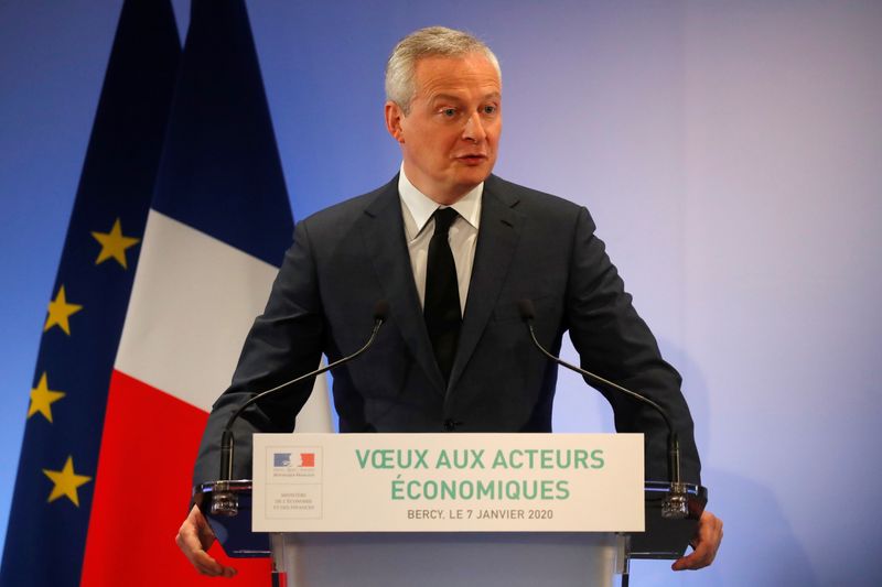 &copy; Reuters. French Finance Minister Le Maire gives New Year&apos;s address to economic actors