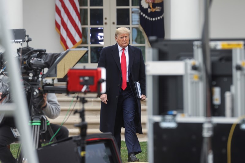 &copy; Reuters. U.S. President Trump and coronavirus task force participate in Fox News town hall event at the White House in Washington