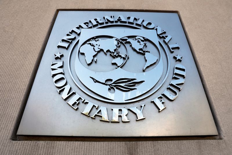 &copy; Reuters. International Monetary Fund logo is seen outside the headquarters building