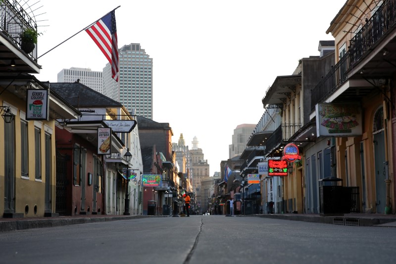 &copy; Reuters. A view of Bourbon Street amid the outbreak of the coronavirus disease (COVID-19), in New Orleans