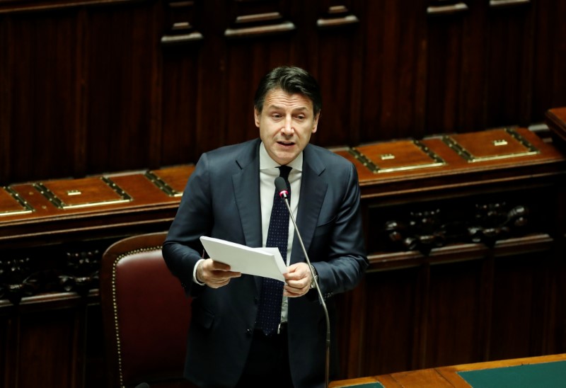 &copy; Reuters. Italian Prime Minister Giuseppe Conte gives an update on the coronavirus outbreak in Italy