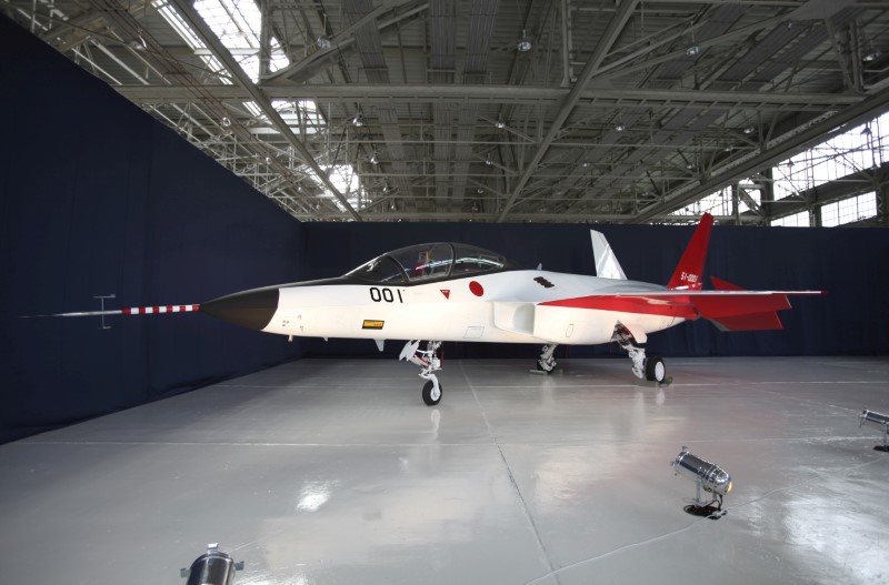 &copy; Reuters. FILE PHOTO: Prototype of the first Japan-made stealth fighter is pictured at a Mitsubishi Heavy Industries&apos; factory in Toyoyama town