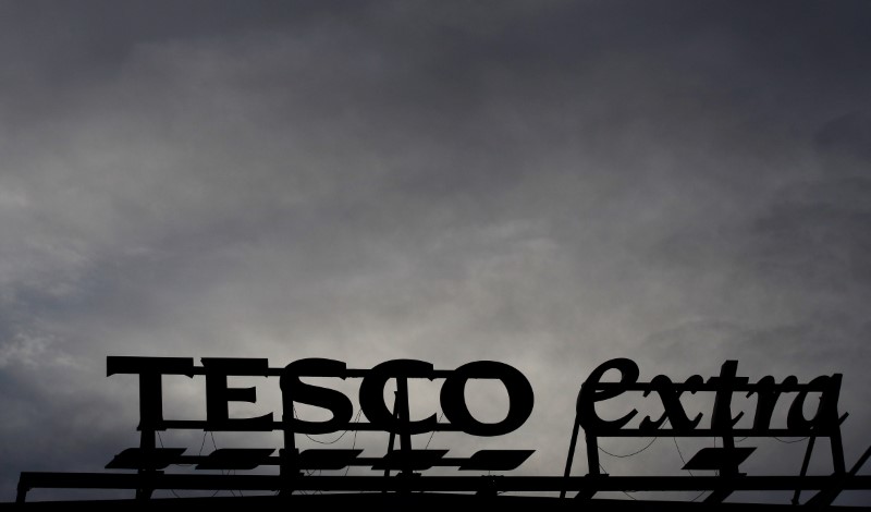 &copy; Reuters. FILE PHOTO: Signage is seen outside a Tesco extra superstore near Manchester