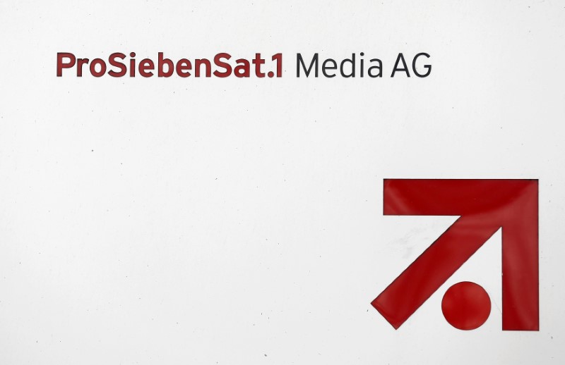 &copy; Reuters. FILE PHOTO: The logo of Germany&apos;s commercial broadcaster ProSiebenSat.1 Media AG is pictured in Unterfoehring