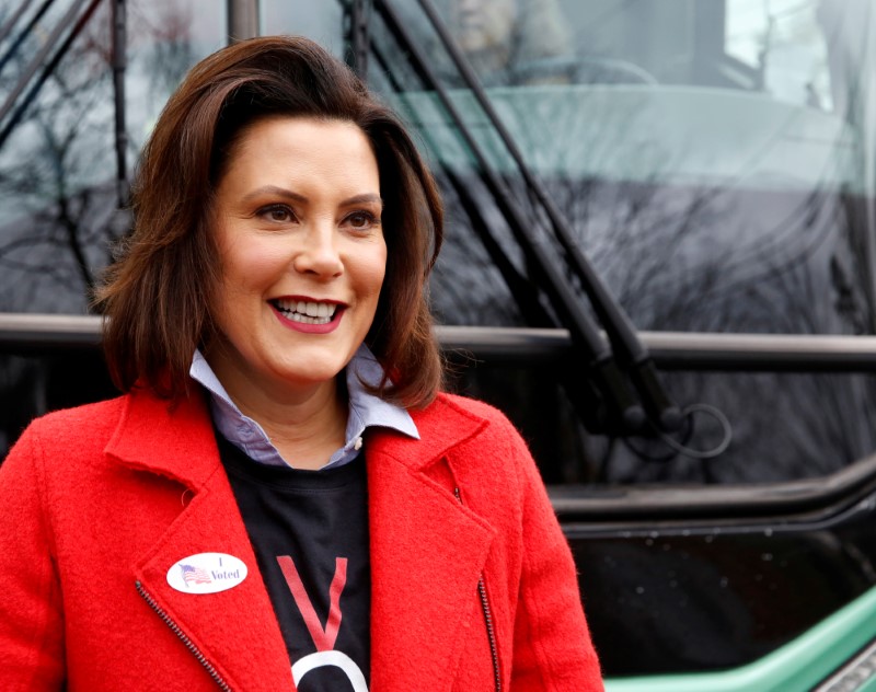 &copy; Reuters. FILE PHOTO:  Democratic gubernatorial candidate Gretchen Whitmer arrives to vote in East Lansing