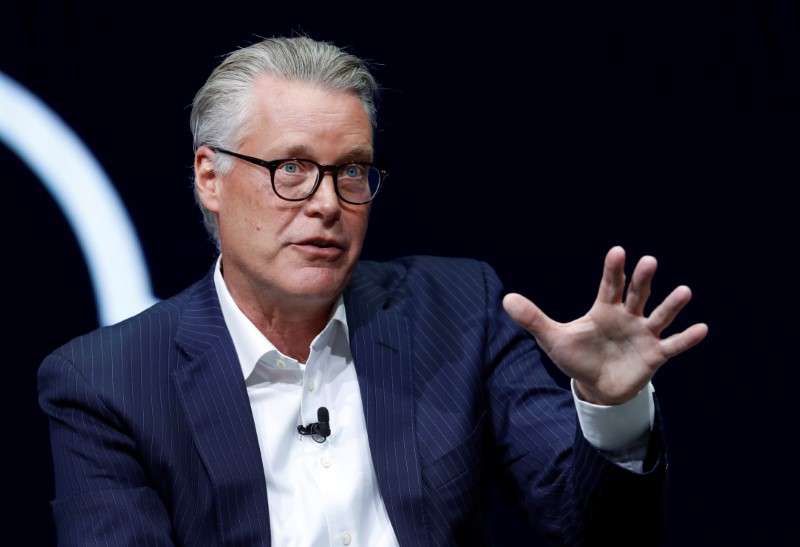 &copy; Reuters. Ed Bastian, CEO of Delta Air Lines, speaks during a keynote address at the 2019 CES in Las Vegas