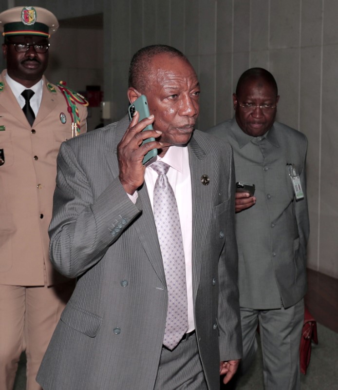 &copy; Reuters. FILE PHOTO: Guinea&apos;s President Conde arrives for an African Union meeting in Addis Ababa