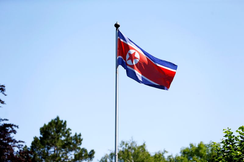 &copy; Reuters. The flag of North Korea is seen in Geneva