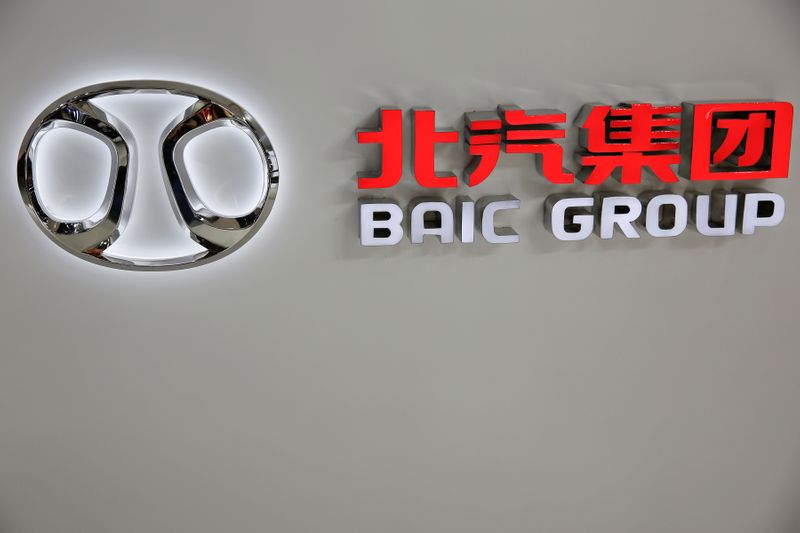 &copy; Reuters. The logo of Beijing Automotive Group (BAIC) is seen during the Auto China 2016 auto show in Beijing