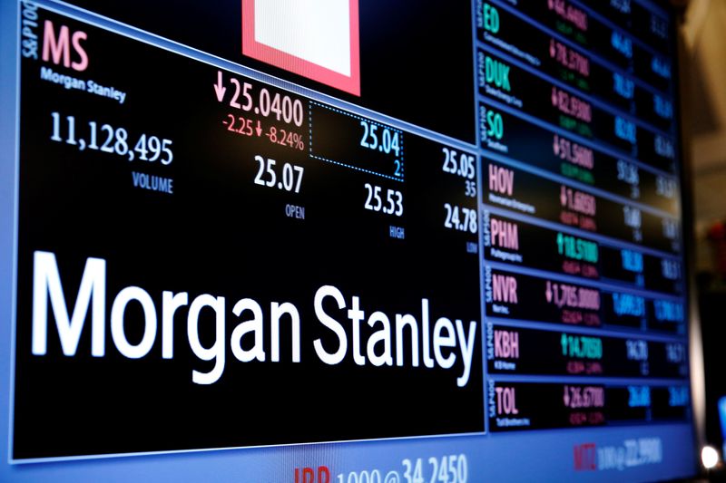 &copy; Reuters. La información sobre las acciones de Morgan Stanley (MS) se muestran en el piso de la Bolsa de Valores de Nueva York (NYSE) después de la campana de apertura en Nueva York, EEUU
