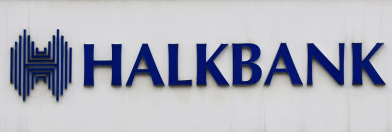 &copy; Reuters. FILE PHOTO: A view shows the logo of Halkbank at its headquarters in Atasehir, in the Asian part of Istanbul