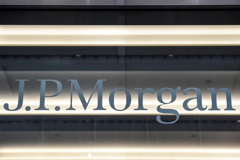&copy; Reuters. FILE PHOTO: A J.P. Morgan logo is seen in New York City