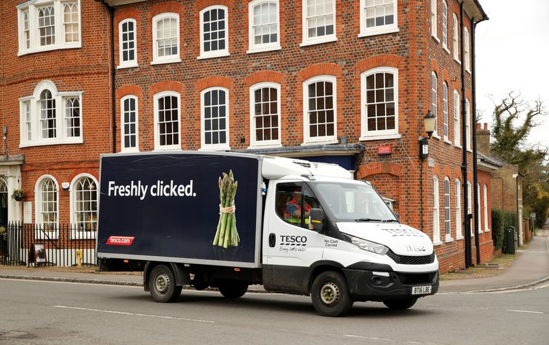 &copy; Reuters. FILE PHOTO: A Tesco delivery van is seen as the number of coronavirus cases grow around the world