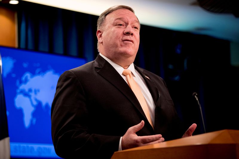 &copy; Reuters. U.S. Secretary of State Mike Pompeo attends a news conference at the State Department, in Washington