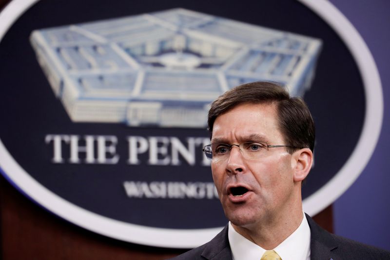 &copy; Reuters. FILE PHOTO: U.S. Defense Secretary Mark Esper and Britain&apos;s Secretary of State of Defence Ben Wallace joint news confernce