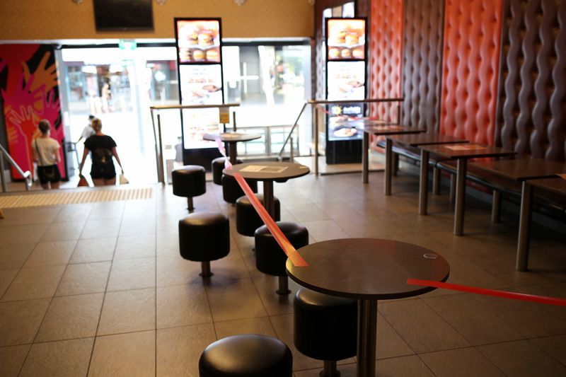 &copy; Reuters. A closed McDonald&apos;s dining is seen following the implementation of stricter social-distancing and self-isolation rules to limit the spread of the coronavirus disease (COVID-19) in Sydney