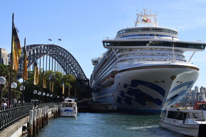 © Reuters. Princess Cruises-owned Ruby Princess is pictured docked at Circular Quay during the disembarkation of passengers in Sydney