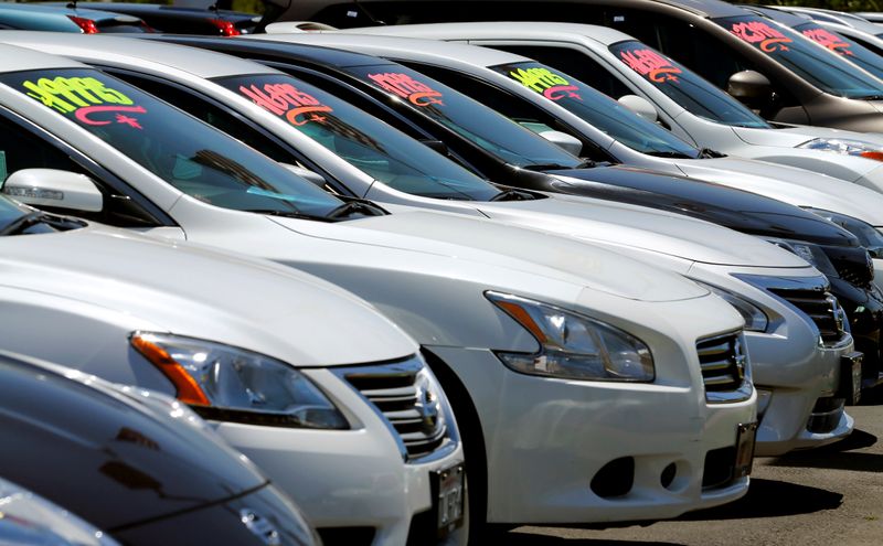 &copy; Reuters. FILE PHOTO: Automobiles are shown for sale at a car dealership in Carlsbad, California