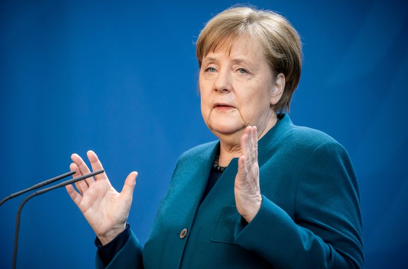 &copy; Reuters. FILE PHOTO: German Chancellor Angela Merkel statement on the spread of the new coronavirus disease (COVID-19) in Berlin