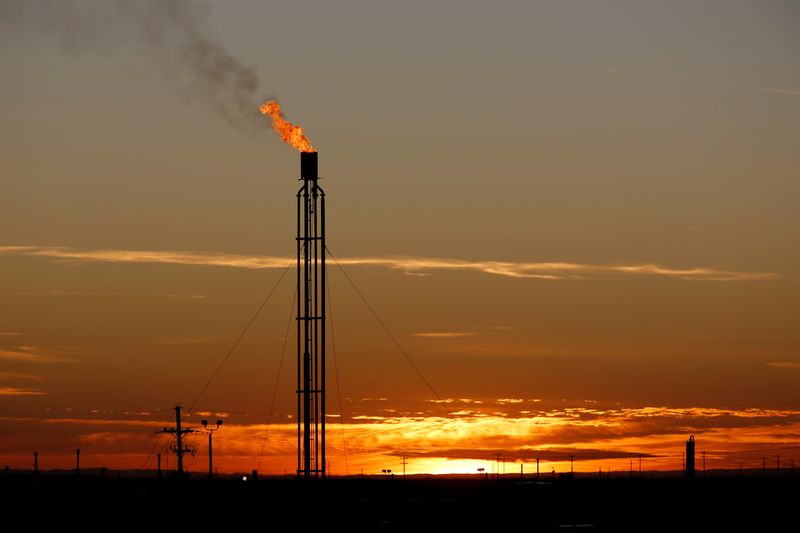 © Reuters. FILE PHOTO: A flare burns excess natural gas in the Permian Basin in Loving County, Texas