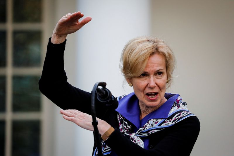 &copy; Reuters. White House Coronavirus response coordinator Dr. Deborah Birx speaks during a news conference in the Rose Garden of the White House