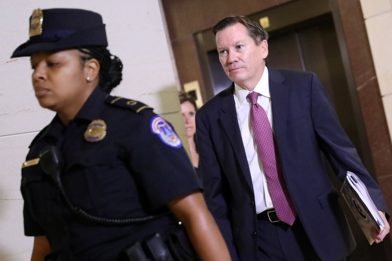 &copy; Reuters. FILE PHOTO: Intelligence Community Inspector General Atkinson arrives to testify at a House Intelligence Committee closed-door hearing on a whistleblower complaint about President Trump&apos;s dealings with Ukraine, on Capitol Hill in Washington