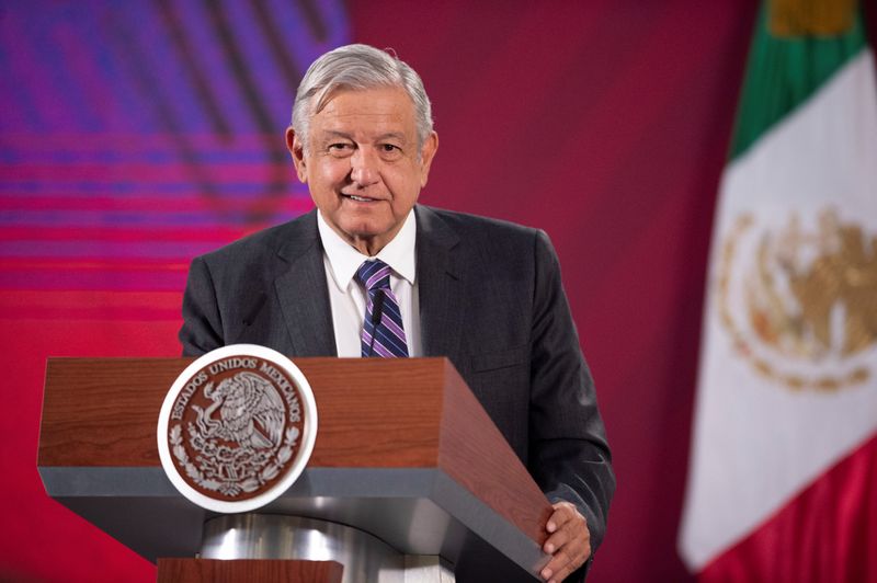 &copy; Reuters. Mexico&apos;s President Andres Manuel Lopez Obrador speaks during a news conference at National Palace in Mexico City