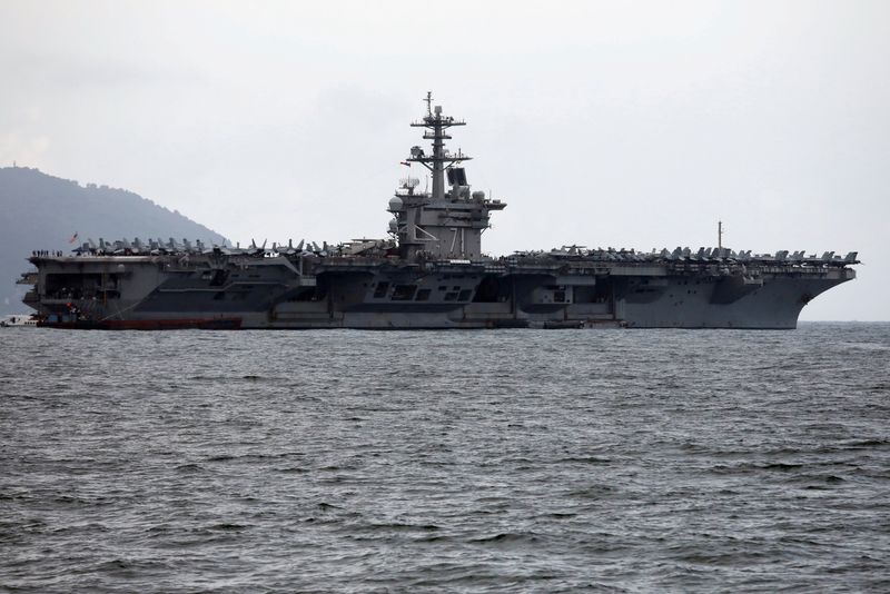 &copy; Reuters. FILE PHOTO: The USS Theodore Roosevelt (CVN-71) is seen while entering into the port in Da Nang, Vietnam