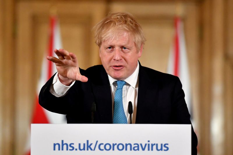 &copy; Reuters. FILE PHOTO: British PM Johnson gives daily address to nation on coronavirus in London